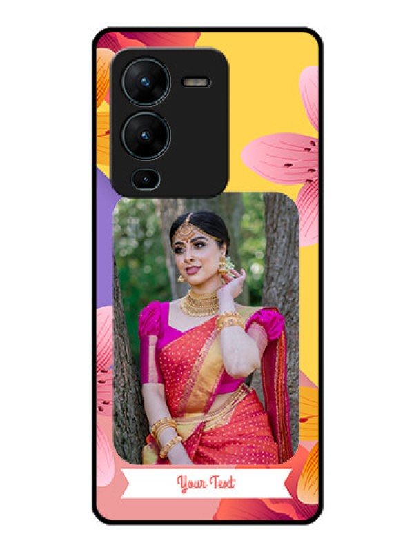 Custom Vivo V25 Pro 5G Custom Glass Mobile Case - 3 Image With Vintage Floral Design