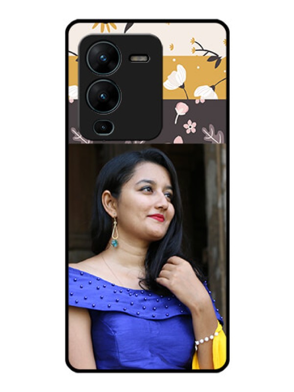 Custom Vivo V25 Pro 5G Custom Glass Phone Case - Stylish Floral Design
