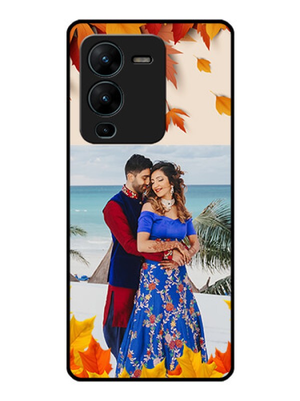 Custom Vivo V25 Pro 5G Photo Printing on Glass Case - Autumn Maple Leaves Design
