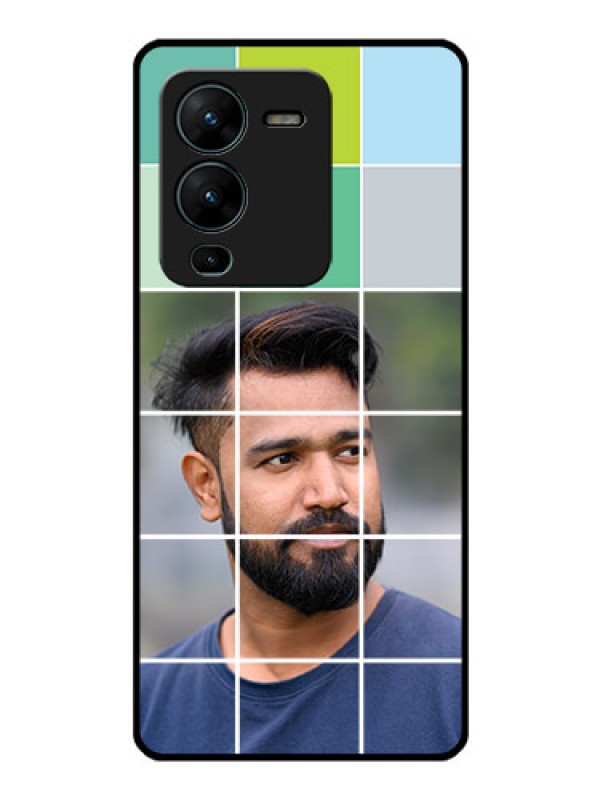 Custom Vivo V25 Pro 5G Photo Printing on Glass Case - with white box pattern
