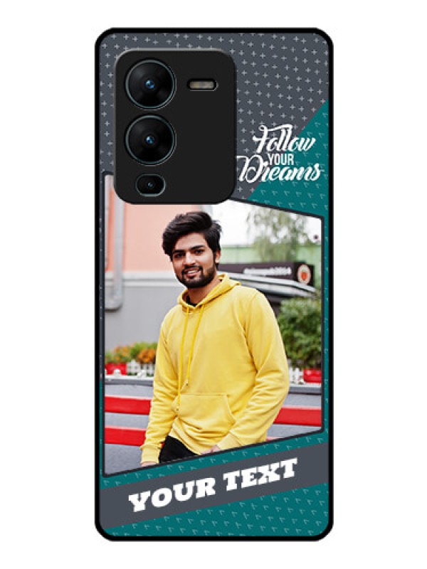 Custom Vivo V25 Pro 5G Personalized Glass Phone Case - Background Pattern Design with Quote