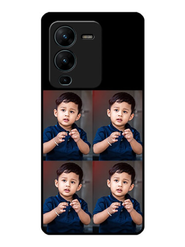 Custom Vivo V25 Pro 5G 4 Image Holder on Glass Mobile Cover