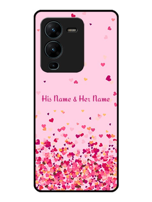 Custom Vivo V25 Pro 5G Photo Printing on Glass Case - Floating Hearts Design