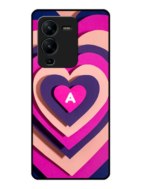 Custom Vivo V25 Pro 5G Custom Glass Mobile Case - Cute Heart Pattern Design