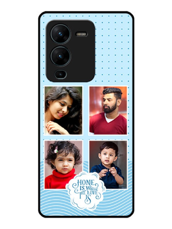 Custom Vivo V25 Pro 5G Custom Glass Phone Case - Cute love quote with 4 pic upload Design
