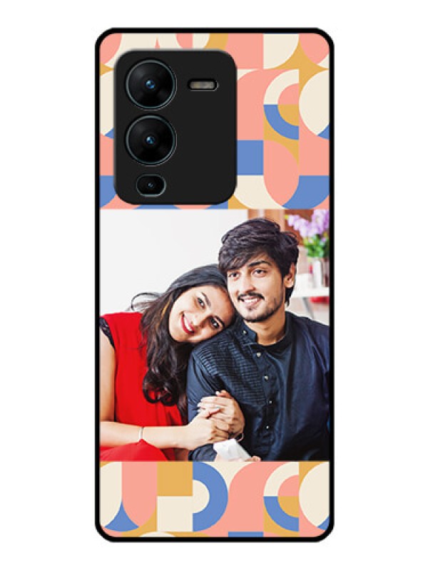 Custom Vivo V25 Pro 5G Photo Printing on Glass Case - Semi-circle Maze Pattern Design