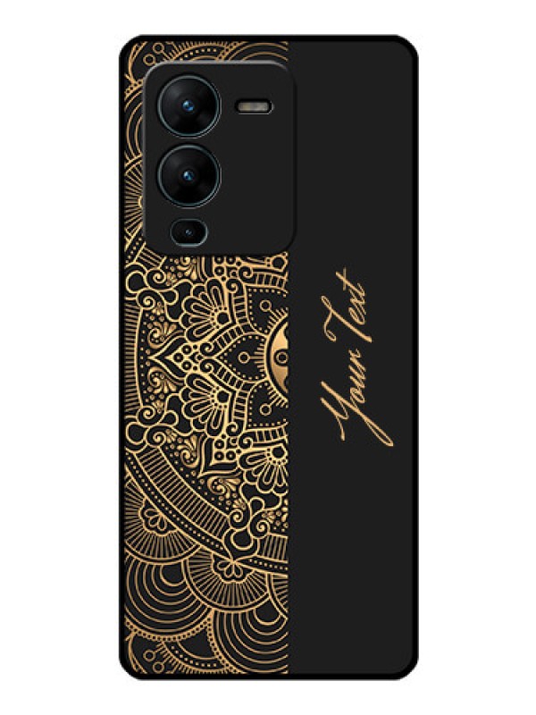 Custom Vivo V25 Pro 5G Photo Printing on Glass Case - Mandala art with custom text Design