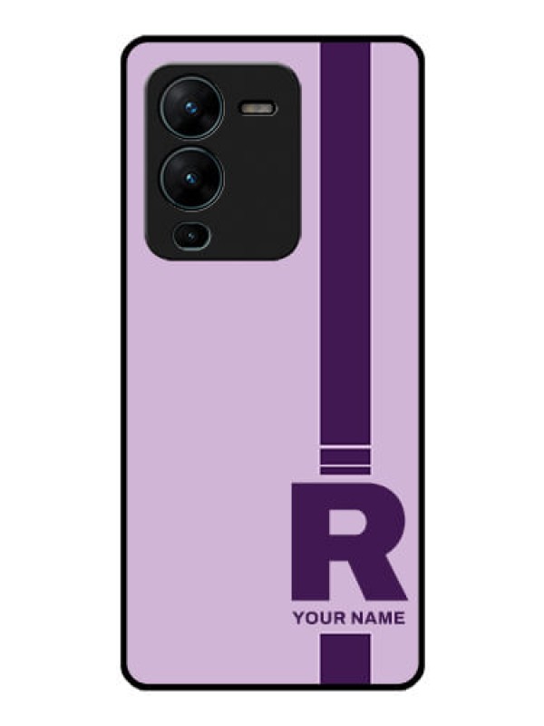 Custom Vivo V25 Pro 5G Photo Printing on Glass Case - Simple dual tone stripe with name Design