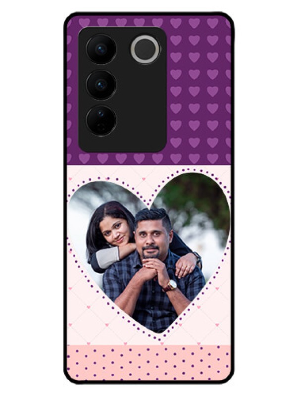 Custom Vivo V27 Pro 5G Custom Glass Phone Case - Violet Love Dots Design