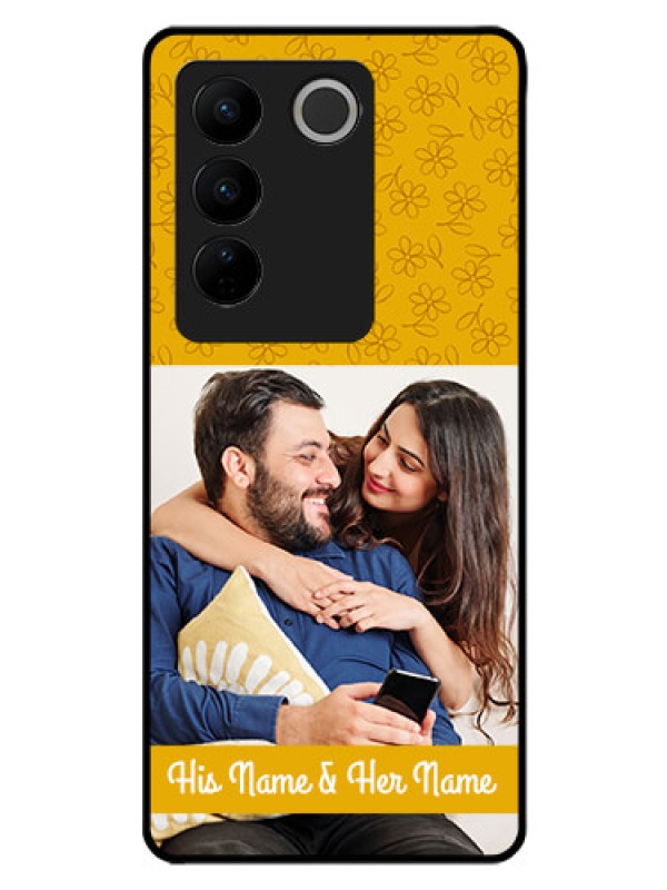 Custom Vivo V27 Pro 5G Custom Glass Mobile Case - Yellow Floral Design