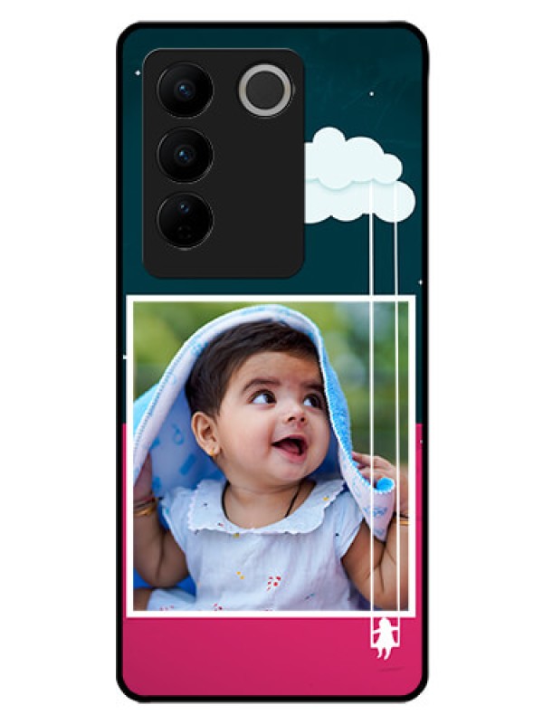 Custom Vivo V27 Pro 5G Custom Glass Phone Case - Cute Girl with Cloud Design