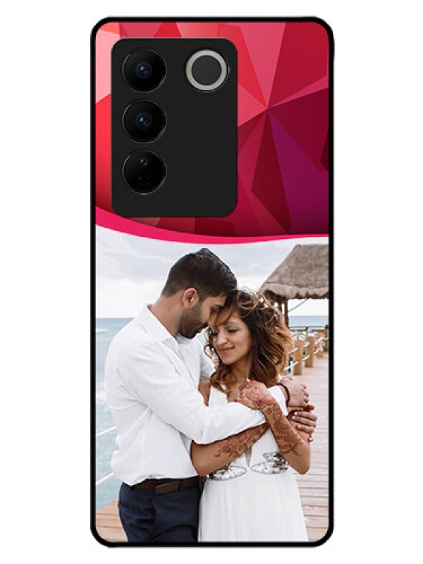 Custom Vivo V27 Pro 5G Custom Glass Mobile Case - Red Abstract Design