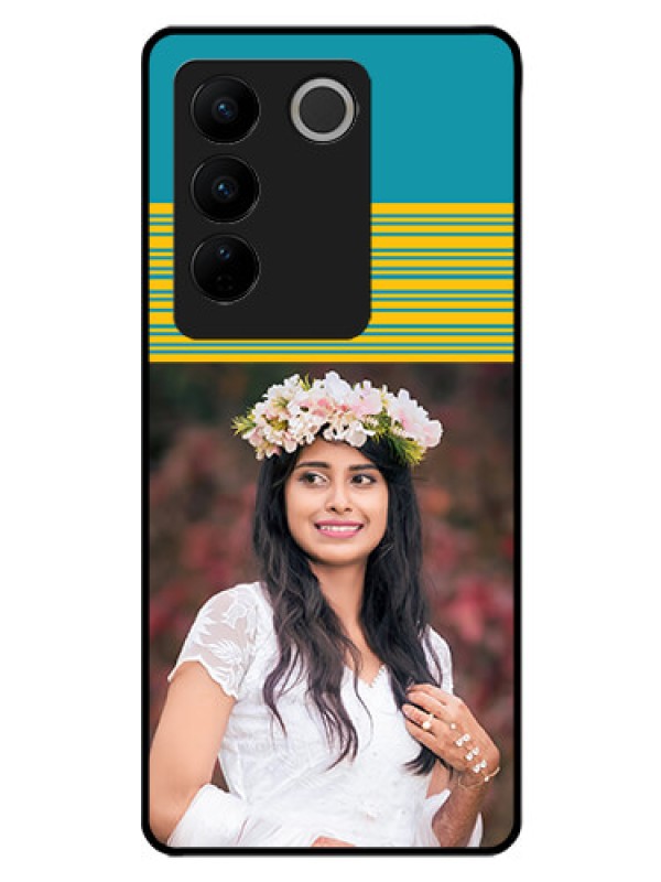 Custom Vivo V27 Pro 5G Custom Glass Phone Case - Yellow & Blue Design