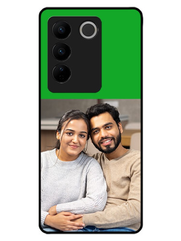 Custom Vivo V27 Pro 5G Personalized Glass Phone Case - Green Pattern Design