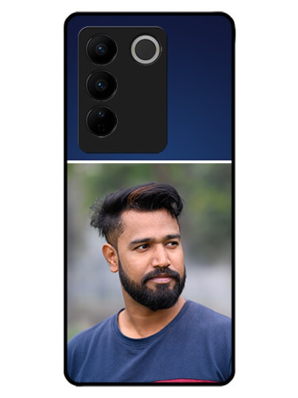Custom Vivo V27 Pro 5G Personalized Glass Phone Case - Simple Royal Blue Design