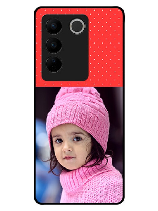 Custom Vivo V27 Pro 5G Photo Printing on Glass Case - Red Pattern Design