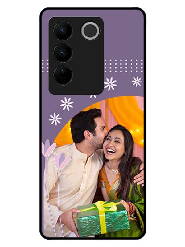 Custom Vivo V27 Pro 5G Custom Glass Mobile Case - Lavender flowers design