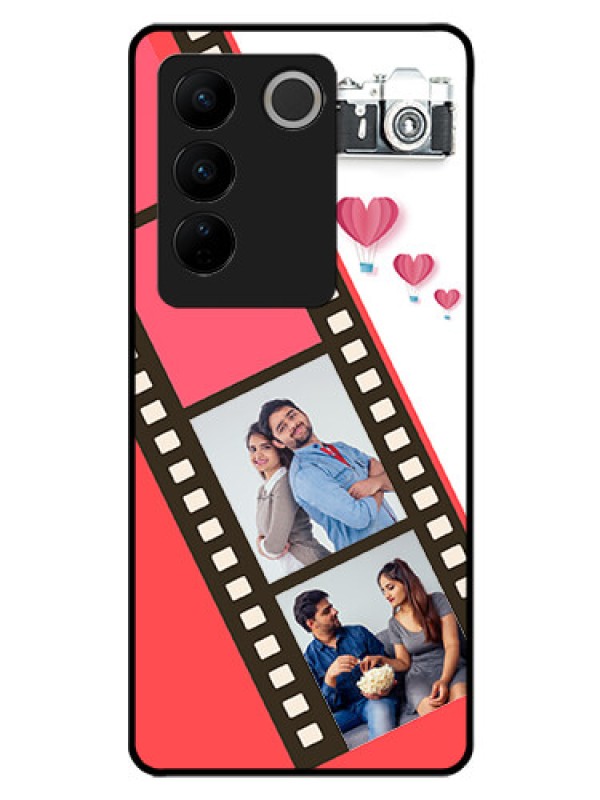 Custom Vivo V27 Pro 5G Personalized Glass Phone Case - 3 Image Holder with Film Reel