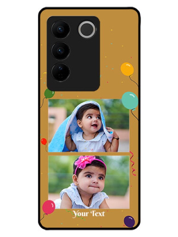 Custom Vivo V27 Pro 5G Personalized Glass Phone Case - Image Holder with Birthday Celebrations Design