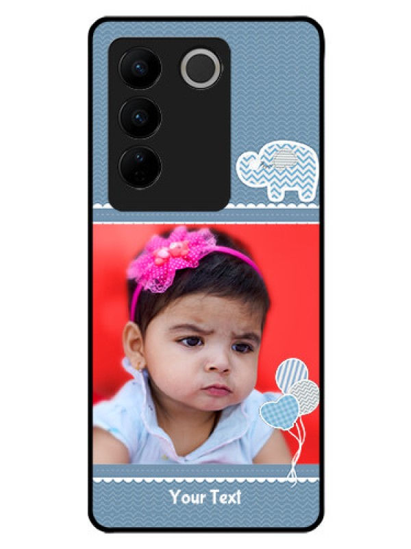 Custom Vivo V27 Pro 5G Photo Printing on Glass Case - with Kids Pattern Design