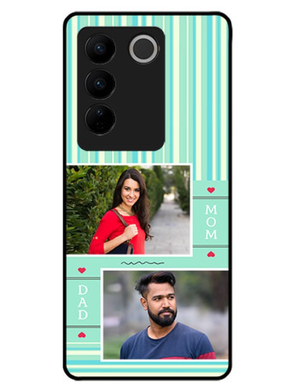 Custom Vivo V27 Pro 5G Custom Glass Phone Case - Mom & Dad Pic Design
