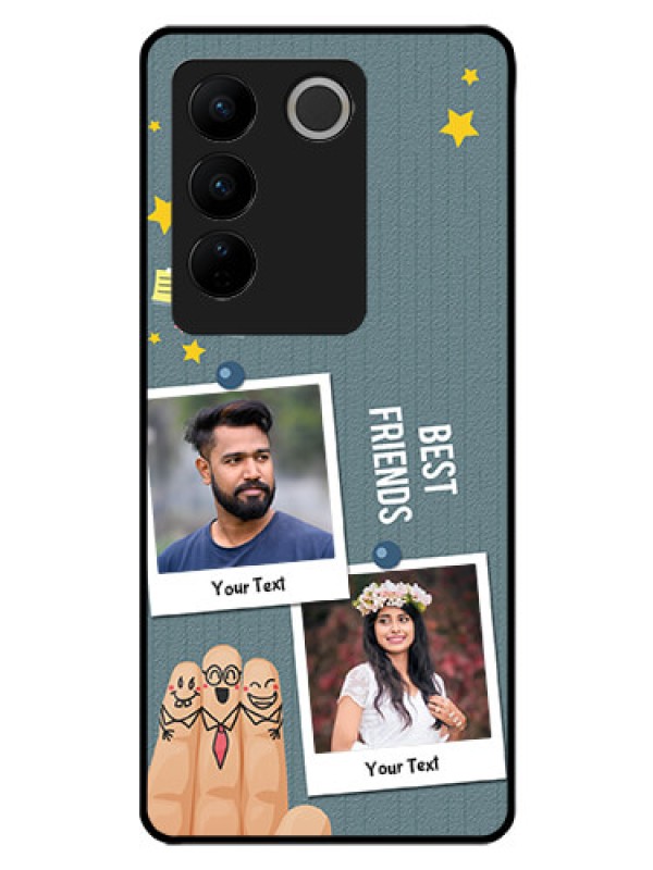 Custom Vivo V27 Pro 5G Personalized Glass Phone Case - Sticky Frames and Friendship Design
