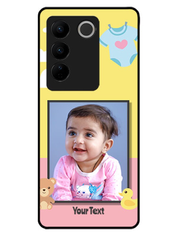Custom Vivo V27 Pro 5G Photo Printing on Glass Case - Kids 2 Color Design