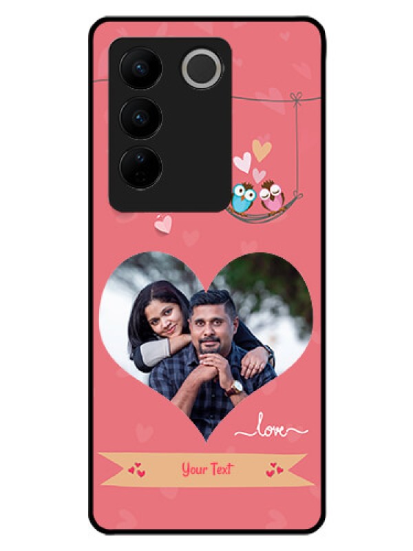 Custom Vivo V27 Pro 5G Personalized Glass Phone Case - Peach Color Love Design