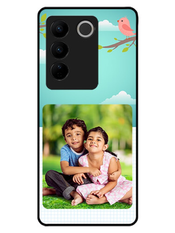 Custom Vivo V27 Pro 5G Photo Printing on Glass Case - Doodle love Design