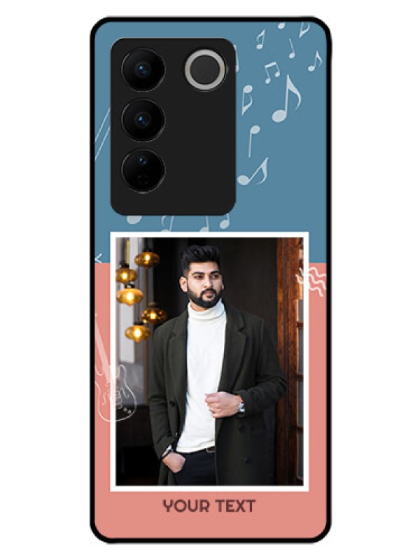 Custom Vivo V27 Pro 5G Photo Printing on Glass Case - with Color Musical Note Design