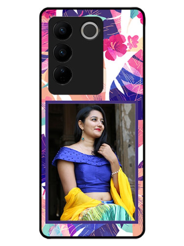Custom Vivo V27 Pro 5G Custom Glass Mobile Case - Abstract Floral Design
