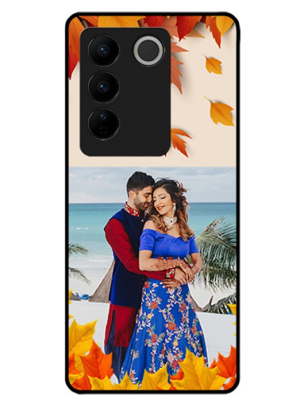 Custom Vivo V27 Pro 5G Photo Printing on Glass Case - Autumn Maple Leaves Design