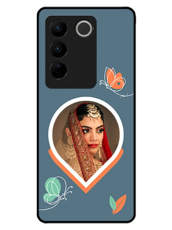 Custom Vivo V27 Pro Custom Glass Mobile Case - Droplet Butterflies Design