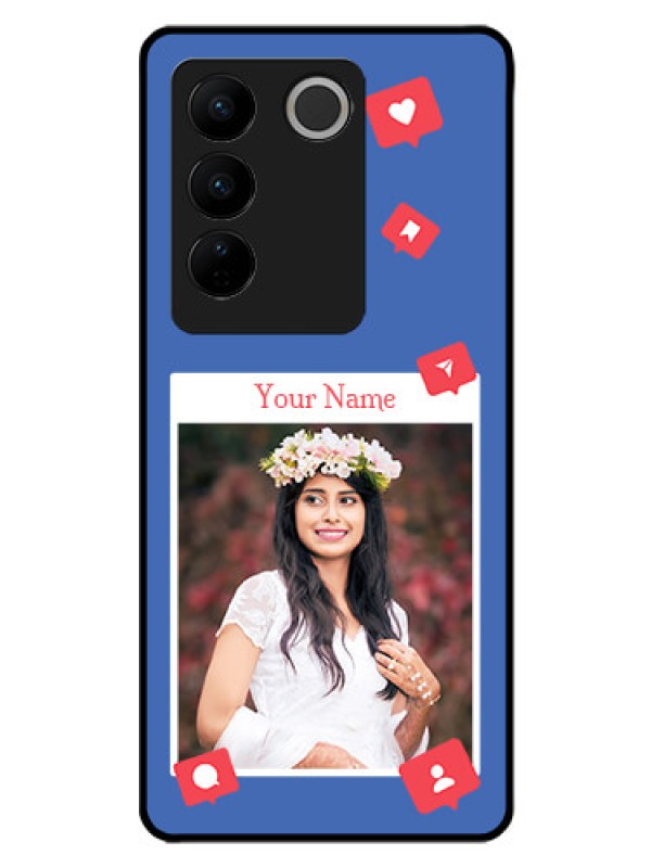 Custom Vivo V27 Pro Custom Glass Phone Case - Like Share And Comment Design