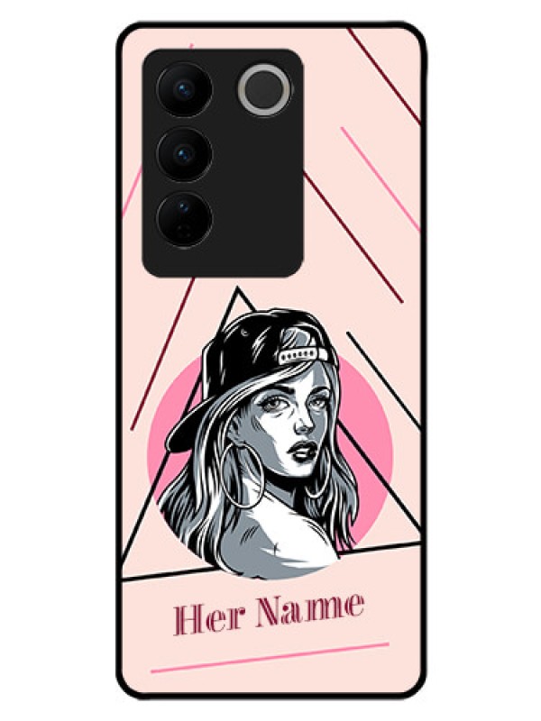 Custom Vivo V27 Pro Personalized Glass Phone Case - Rockstar Girl Design