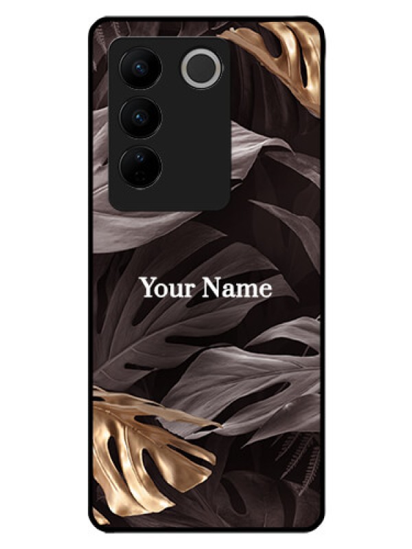 Custom Vivo V27 Pro Personalised Glass Phone Case - Wild Leaves digital paint Design