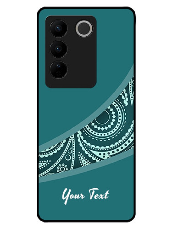 Custom Vivo V27 Pro Photo Printing on Glass Case - semi visible floral Design