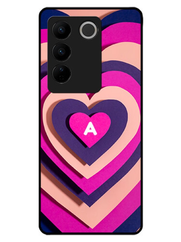 Custom Vivo V27 Pro Custom Glass Mobile Case - Cute Heart Pattern Design
