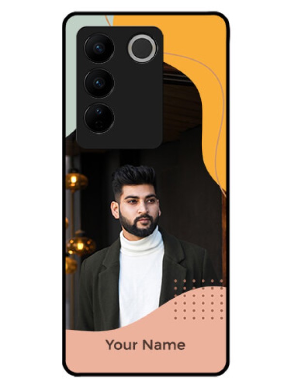 Custom Vivo V27 Pro Personalized Glass Phone Case - Tri-coloured overlay design