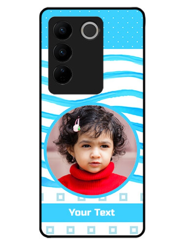 Custom Vivo V27 5G Custom Glass Phone Case - Simple Blue Case Design