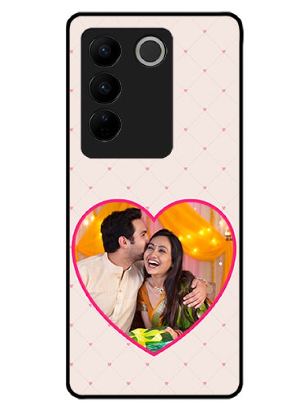 Custom Vivo V27 5G Custom Glass Mobile Case - Heart Shape Design
