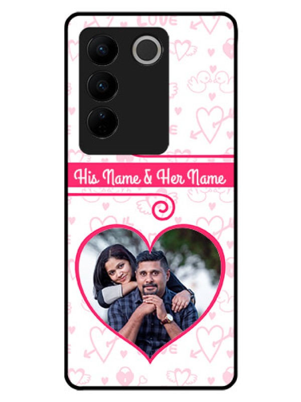 Custom Vivo V27 5G Personalized Glass Phone Case - Heart Shape Love Design