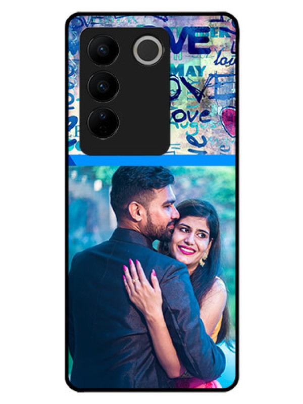 Custom Vivo V27 5G Custom Glass Mobile Case - Colorful Love Design
