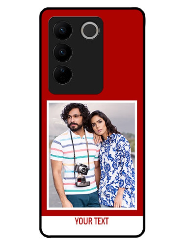 Custom Vivo V27 5G Personalized Glass Phone Case - Simple Red Color Design