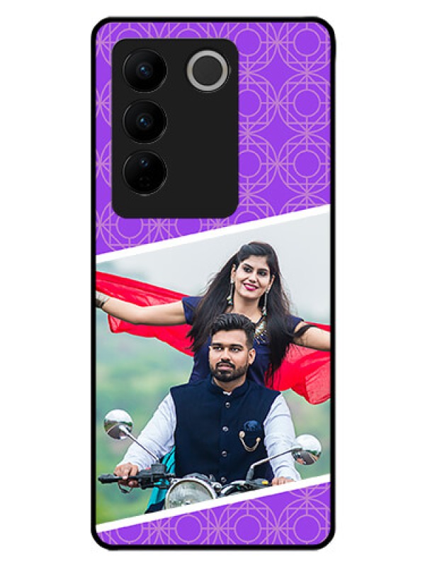 Custom Vivo V27 5G Custom Glass Phone Case - Violet Pattern Design