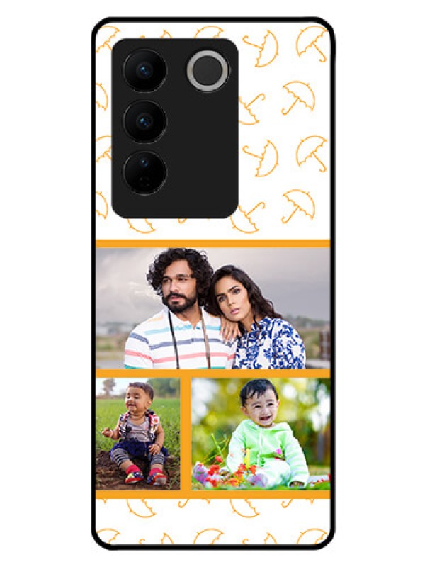 Custom Vivo V27 5G Custom Glass Mobile Case - Yellow Pattern Design