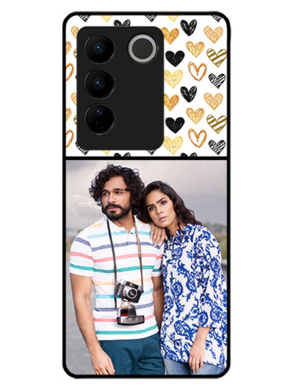 Custom Vivo V27 5G Photo Printing on Glass Case - Love Symbol Design