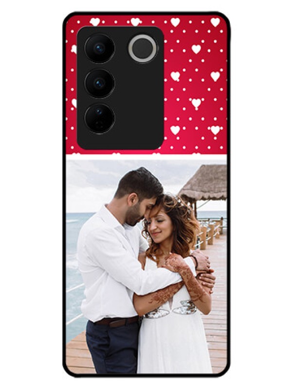 Custom Vivo V27 5G Photo Printing on Glass Case - Hearts Mobile Case Design