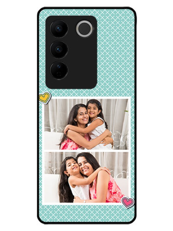 Custom Vivo V27 5G Custom Glass Phone Case - 2 Image Holder with Pattern Design