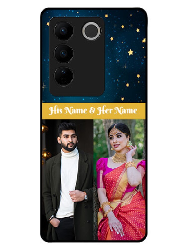 Custom Vivo V27 5G Custom Glass Phone Case - Galaxy Stars Backdrop Design